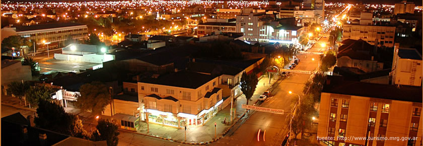 Vista nocturna de Río Gallegos