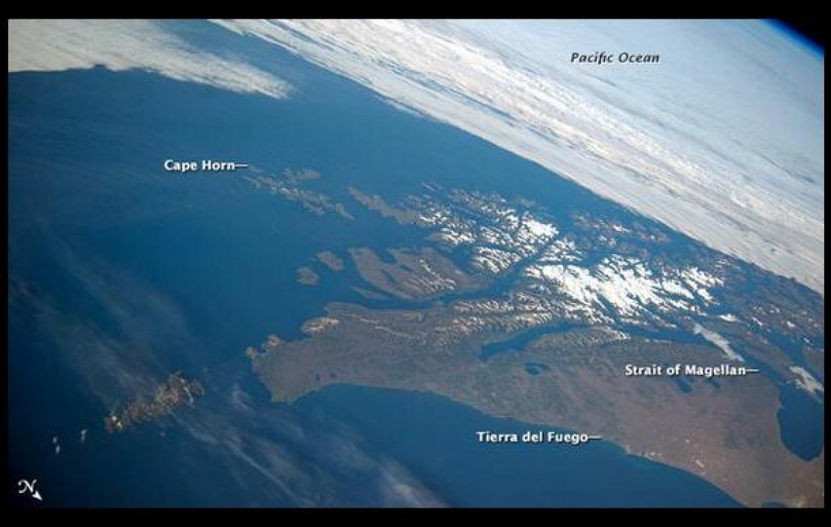 La NASA captó una fotografía de Tierra del Fuego desde el espacio