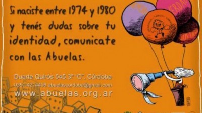 Abuelas lanza campaña de difusión con ayuda de gremios Cordobeses