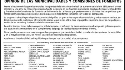 Intendentes Pampeanos salen a cruzar la protesta estatal