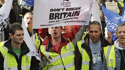 Mas de un millón de empleados públicos, de paro en Inglaterra