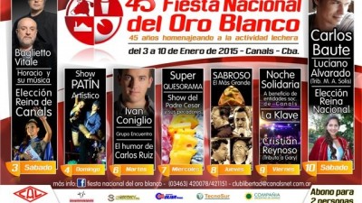 45ª Fiesta del Oro Blanco, Canals, del 3 al 10 de enero