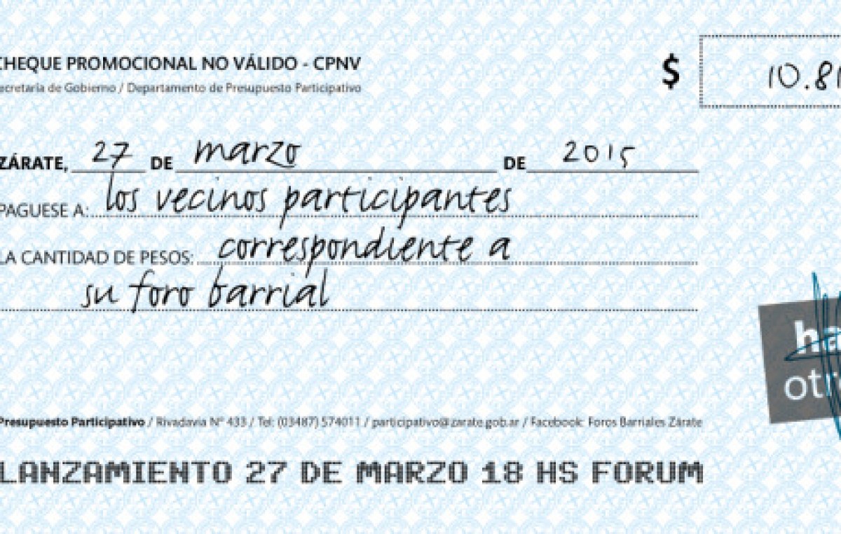 Zárate: Presentan el Presupuesto Participativo 2015