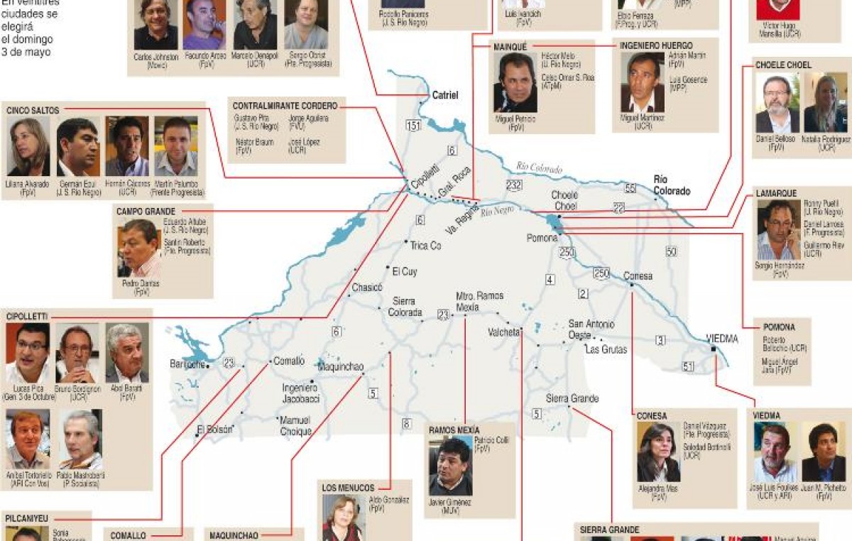 Elecciones municipales: los 69 rionegrinos que buscan ser intendentes