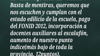 Docentes municipales de Valle Viejo se movilizan por el tema salarial y malas condiciones edilicias