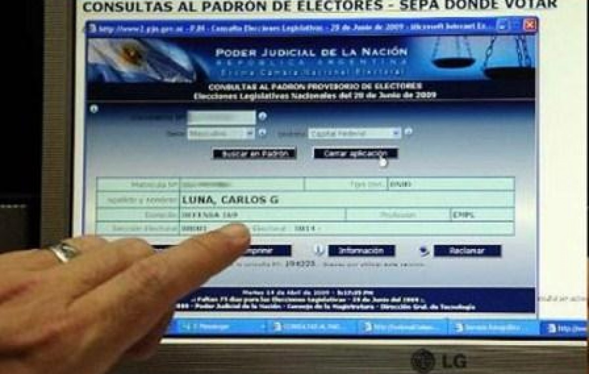 Ya se pueden consultar los padrones provisorios a través de internet