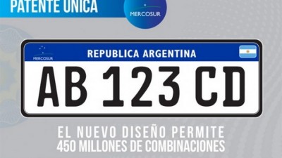 Nueva patente del Mercosur a un paso de ser ley