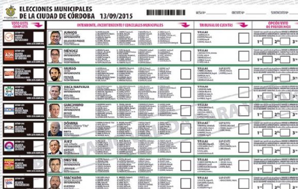 Oficializan hoy la boleta única municipal de Córdoba
