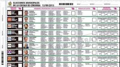 Oficializan hoy la boleta única municipal de Córdoba