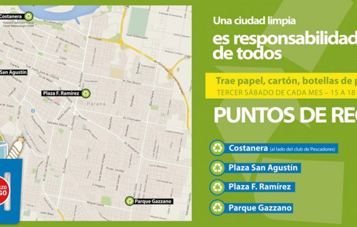 La Municipalidad de Paraná inaugurará Puntos de Reciclado para recibir los residuos