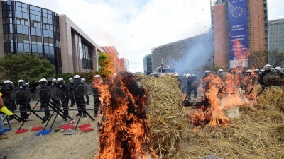Miles de agricultores europeos protestan por la crisis del sector