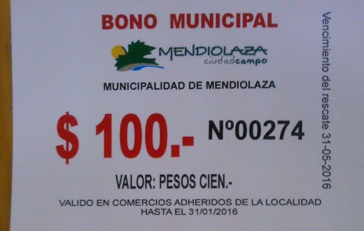 Mendioloza: pagan 30% del aguinaldo con bonos canjeables en comercios locales