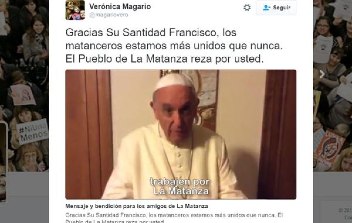 Fuerte respaldo del Papa a Magario: en un video pidió «trabajar juntos» por La Matanza