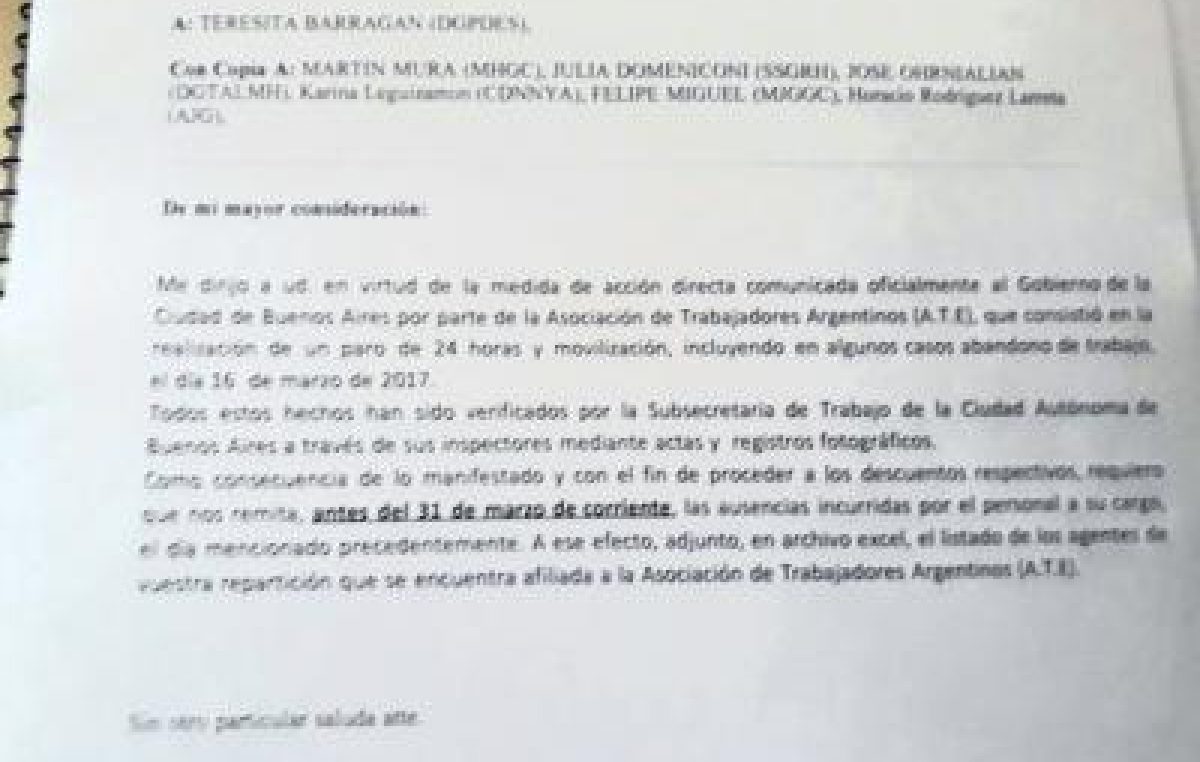 “Clara persecución gremial”