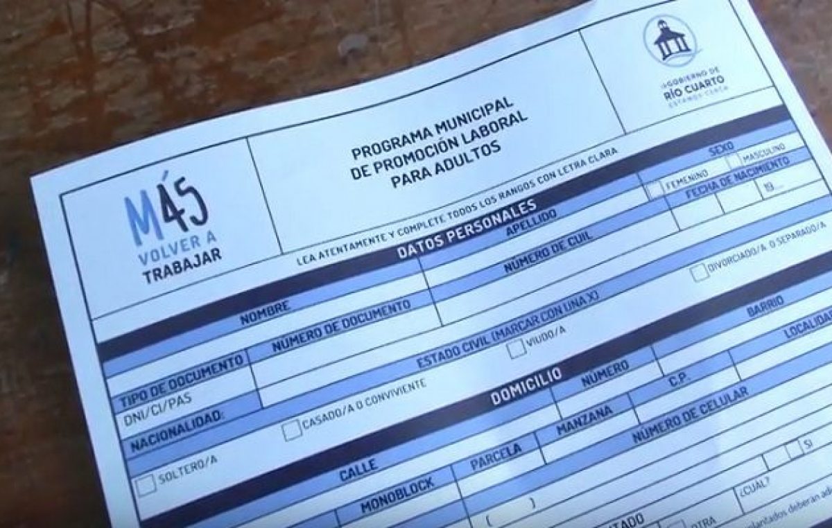 “Volver a Trabajar” demandará al Municipio de Río Cuarto $ 400 mil por mes