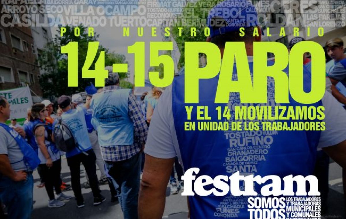 Municipales santafesinos paran 48 horas miércoles y jueves de esta semana