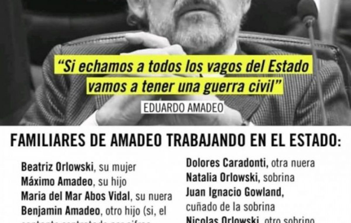 “Si echamos vagos del Estado tendremos una guerra civil”, dijo un Diputado PRO con 10 familiares en la administración pública