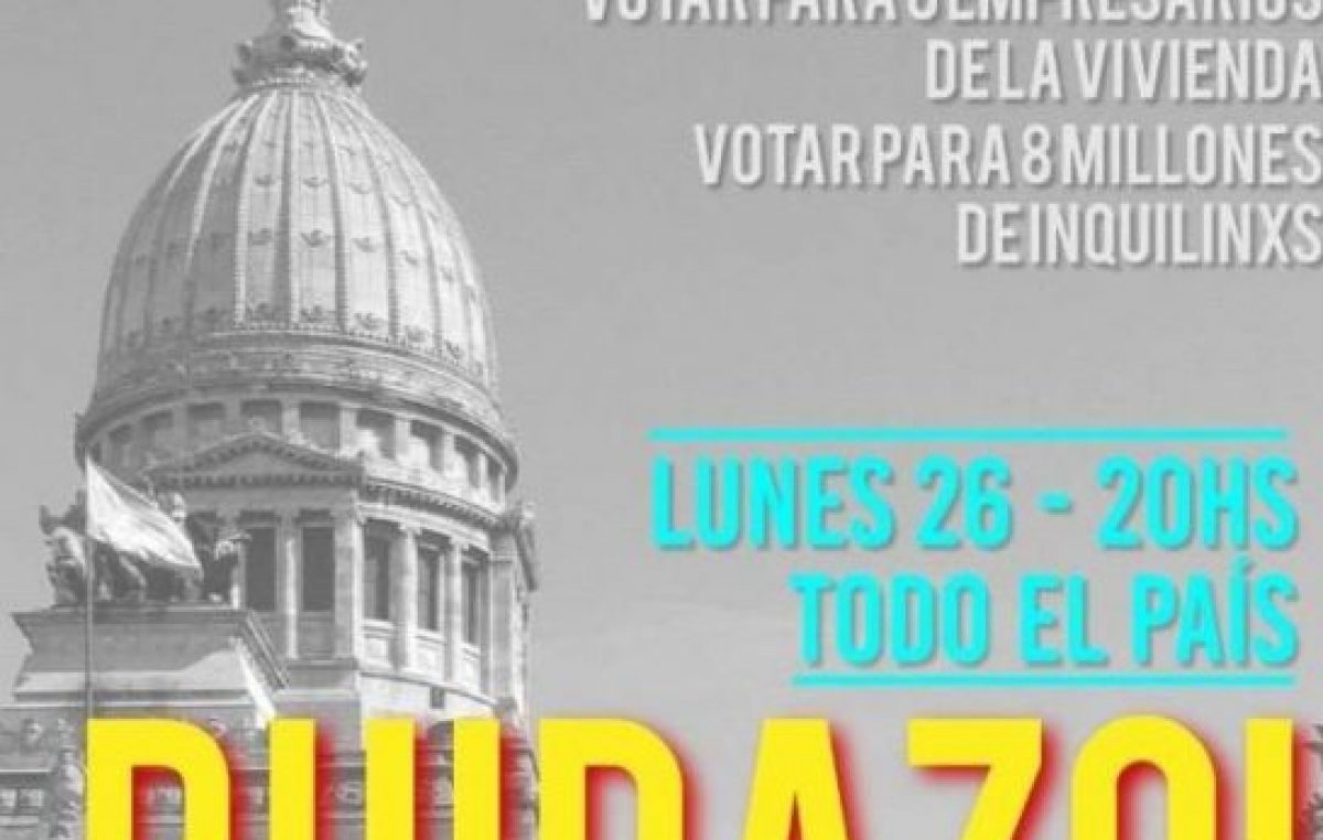 Neuquén se unirá al “ruidazo” nacional por la ley de alquileres