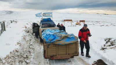 Veteranos de Malvinas solidarios, contra nieve y pandemia