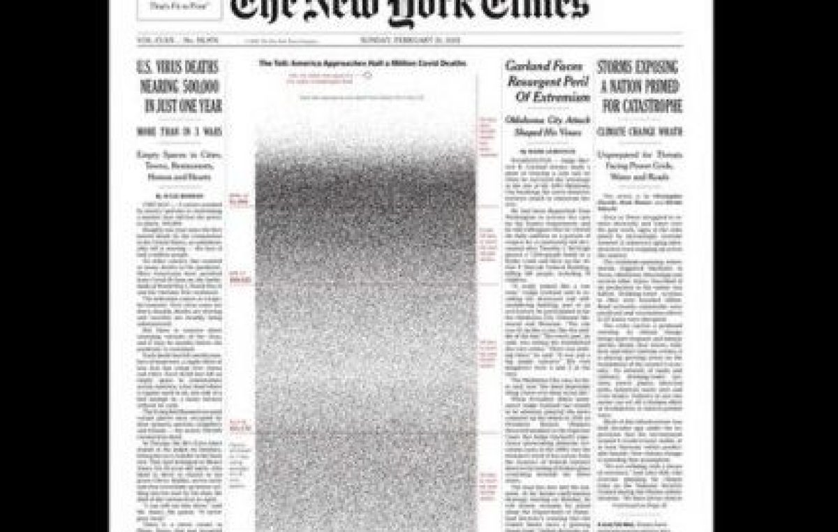 El New York Times le dedicó una impactante tapa a los muertos por coronavirus  