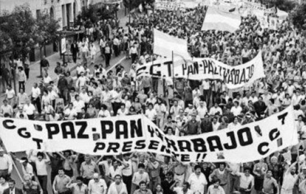 Declaración de sindicalistas a 40 años de la  histórica marcha de la CGT contra la dictadura
